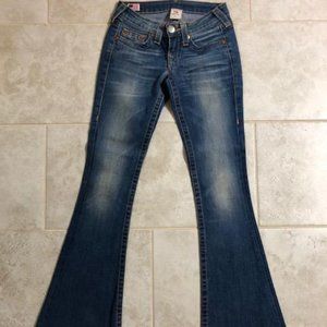 TRUE RELIGION Low-Rise Flare Leg Stonewash Sz 24